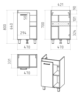 Напольная тумба под раковину Misty Крафт 50см белый/дуб крафт золотой